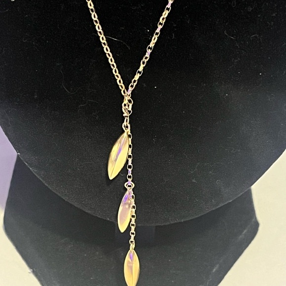 Beautiful 14kt Signed Necklace JJT NUGGET TEAR DROP 19” with 2” Drop - Picture 2 of 8